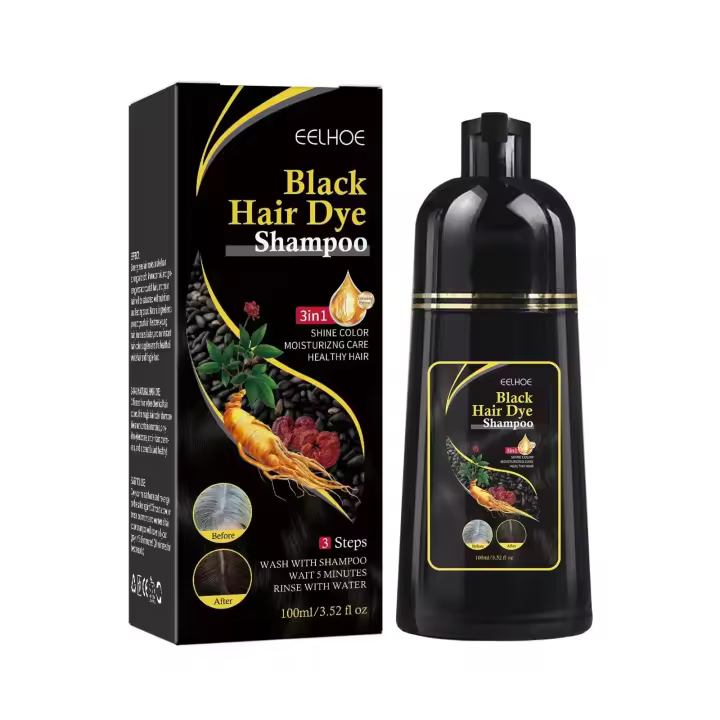Champú para teñir el cabello, cubierta blanca y gris, reparación de tinte rápido Natural, limpieza seca y dañada, raíces nutritivas, restauración de cabello negro - 1