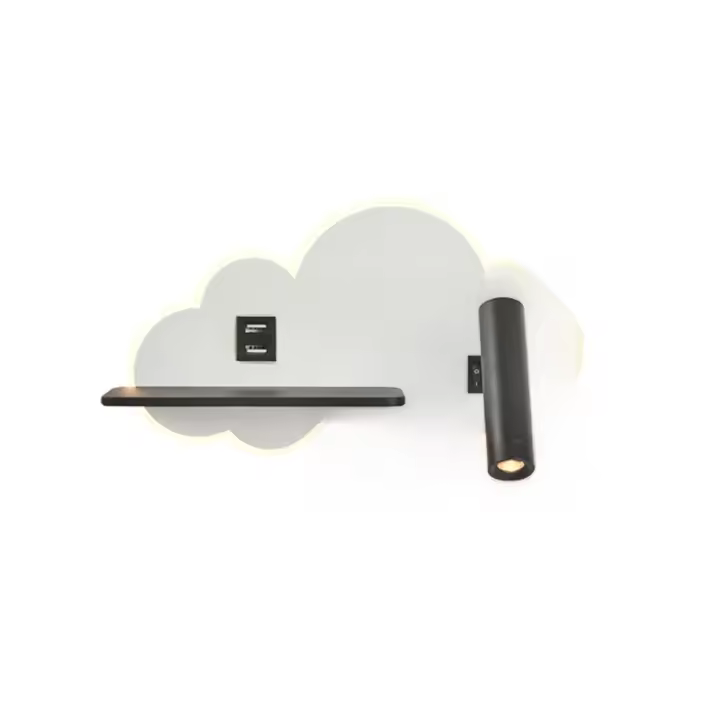 TOMAXIN lámpara de pared LED Cloud, foco de lectura de cabecera, Simple, dormitorio, estudio, Hotel, lámpara de pared con estante giratorio - 1
