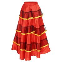 Faldas Flamenco española mujer, falda larga con volantes grandes, tre salón latino para danza del vientre, actuación de 360 - details 22