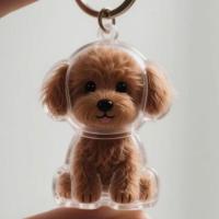 Caja de almacenamiento de pelo de perro con forma de perro de dibujos animados, llavero transparente hecho a mano para el pelo de mascotas, cuidado del cabello, colgantes para cachorros, mochila - details 8
