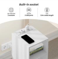 Mesitas de noche Mesita de noche Mesa auxiliar estrecha con 2 enchufes 2 puertos USB Mesa de centro de almacenamiento - details 3