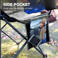 Silla de Camping Alta de 150kg Plegable, Resistente, Silla de Jardín con Bolsillo y Vasos - details 7
