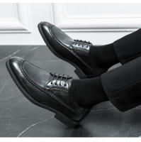 Vestido de negocios para hombres, zapatos de cuero versátiles de moda con cordones casuales bajos negros - details 5