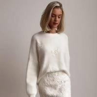 Jersey informal de punto con bordado de Jacquard blanco para mujer, Jersey holgado de manga larga con cuello redondo elegante, jersey de viaje para señora nueva 2024 - details 11
