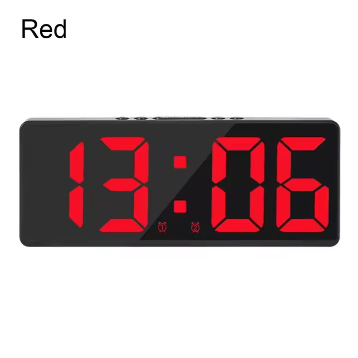 Reloj electrónico Digital LED con retroiluminación, despertador de gran número, calendario de temperatura, mesita de noche - 1