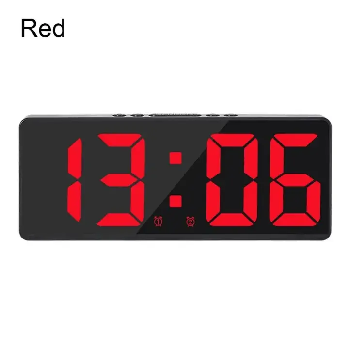 Reloj electrónico Digital LED con retroiluminación, despertador de gran número, calendario de temperatura, mesita de noche - 1