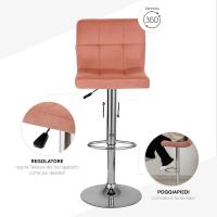 Taburete de Bar Regulable y Giratorio 360° Acero Cromado, Piel Sintética Blanca, Respaldo y Reposapiés 1 Pieza - details 39