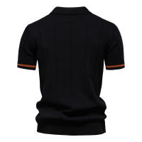 Camisa Polo Deportiva Para Hombre AIOPESON Color Sólido Con Cierre De Cremallera Ajustada Para Oficina Y Social Transpirable Polyester Viscosa - details 5
