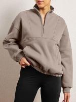 Otoño Invierno nueva moda sudadera Casual mujer bolsillo pulóver cuello alto manga larga Top - details 25