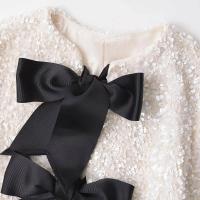 Chaqueta Cropped de Lentejuelas para Mujer Cuello Redondo, Manga Larga, Abrigo de Moda Chic con Lazo - details 7