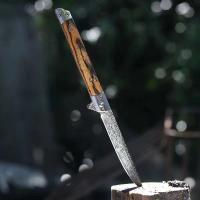 Cuchillo Plegable De Acero Inoxidable Con Patrón Damasco Para Camping Y Exterior Cuchillo De Bolsillo Multifuncional Con Apertura Rápida - details 3