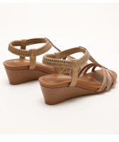 Sandalias romanas de cuña retro para mujer, verano 2025, nuevo estilo étnico, zapatos de viaje ligeros de una sola tira para mujer - details 15
