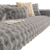 Rabbit Plush Sofa Cushion/Pillowcase Solid Color Simple Style Cover Suitable for All Kinds of Sofas - details 0