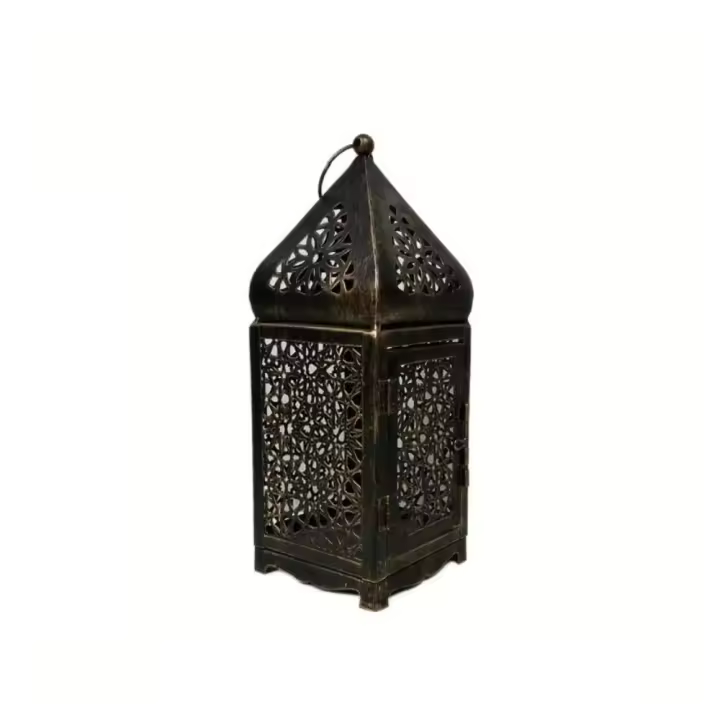 Soporte de luz de viento árabe de Oriente Medio de Metal, candelabro marroquí hueco Vintage, lámpara de viento de estilo antiguo, candelabro para habitación - 1
