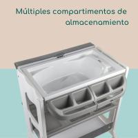 Bañera Cambiador Bebé 2 en 1, 0-12 M (máx 11 kg), Fácil de Mover 4 Ruedas con Freno, Múltiples Compartimentos Almacenamiento, Colchón Cambiador Acolchado, Fácil Drenaje, Gris Mist - details 4