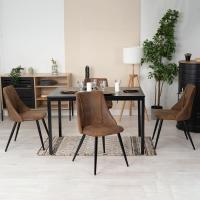 Juego de 2 Sillas de Comedor Vintage Sillón Tapizado en Gamuza con Patas Metálicas para Cocina Salón - details 3