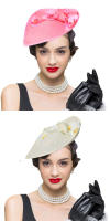 Sombrero de Fedora Floral de Lujo Accesorio de Cabello para Mujer para Fiesta de Cóctel, Derby, Bodas, Festivales de Caballo Limpieza Seca, Algodón Exterior, Poliéster Forro - details 2