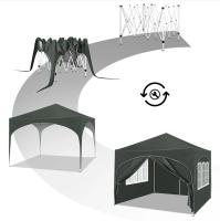 Gazebo plegable de 3x3m, con 4 paredes laterales, tienda de fiesta regulable en altura, gris - details 1