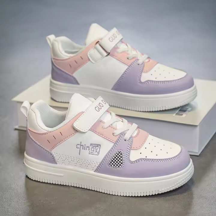 Zapatos de tablero para estudiantes de primaria versión coreana zapatos de marea zapatos casuales para niños adolescentes conveniente Velcro zapatos deportivos para niñas zapatos de monopatín - 1