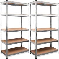 Estanterías Metálicas de Acero Galvanizado con 5 Baldas de MDF, Plata, 180x90x40cm Pack de 2 - details 0