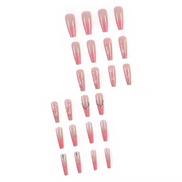 Decoración rosa con diamantes de imitación, uñas de borde suave e inofensivas para decoración de uñas DIY - 1