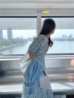 Vestido corpiño con mangas florales frescas para mujer, vestido largo romántico de estilo francés con temperamento suave, tejido de poliéster estampado - details 19