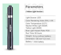 Linterna Profesional Nextorch Dr.K3S Penlight/Linterna en Luz Blanca y Amarilla Alta CRI RA ≥ 95 Fuente de Luz LED Blanco/Amarillo Material de Aleación de Aluminio Usable con Batería AAA - details 14