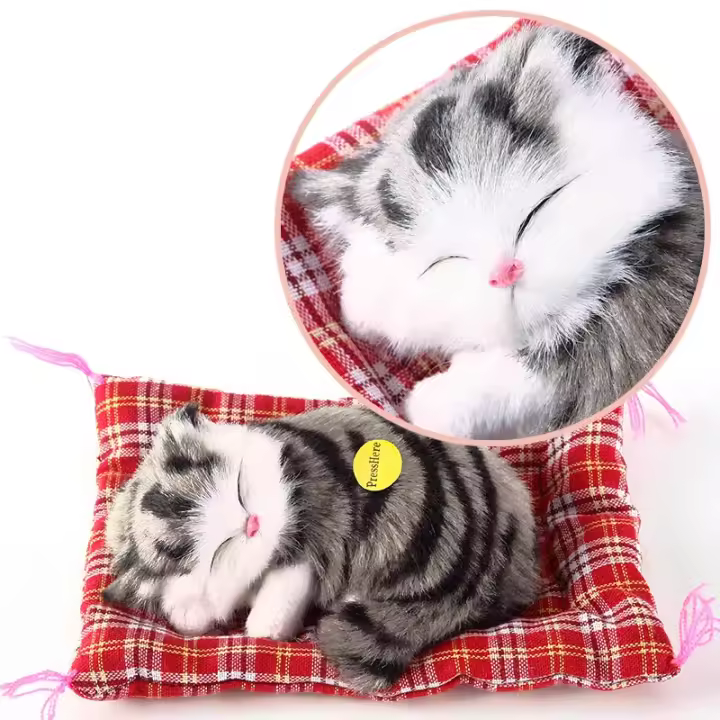 Juguetes de peluche de simulación de animales para niños, muñeco de felpa para dormir, gatos con sonido, decoraciones de juguete, regalo de cumpleaños para niños - 1