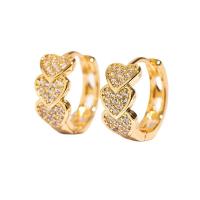 Pendientes chapados en oro con forma de corazón de circonio de acero inoxidable para mujer, regalo de joyería 2024 - details 3