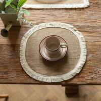 Manteles antideslizantes tejidos a mano con flecos de yute resistentes al calor para una sola persona, cojines para tazas de té, mesa de comedor interior - details 15