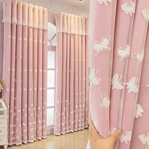 Cortinas opacas grandes con gafas para sala de estar, doble capa, aislantes, para patio, cocina y dormitorio, 1 pieza - 1