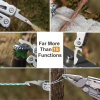 1 multiherramienta GHK 22 en 1 con cuchillo plegable, alicates, cortador de cables, tijeras, sierra, clip para cinturón, alicates, llave hexagonal múltiple - Acero inoxidable - Para hombres - Ideal para trabajo, EDC, camping, mochilero, supervivencia - Gr - details 8