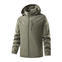 Chaqueta con Capucha Sólida Resistente al Viento Moda Casual para Hombres - details 3