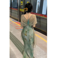 Ropa de mujer de nuevo estilo, cheongsam impoved, estilo chino joven, pintura al óleo de gils, camisola larga, vestido fino, - details 0