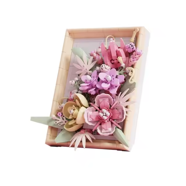 Paquete de rosas 3D creativas, marcos de flores eternas, bloques de construcción, rompecabezas de decoración de escritorio DIY, juguetes para niños, regalos de vacaciones para niñas - 1