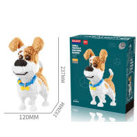Bloques de construcción de animales de dibujos animados, ensamblaje creativo de perro y gato, rompecabezas educativo DIY, juguete interactivo para padres e hijos, Cartoo - details 1