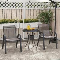 2/4 Sillas de Jardín, Silla Apilable Terreza Exterior de Tela con Marco de Metal, Sillón de Comedor con Reposabrazos y Respaldo Alto, Carga 150kg, 56 x 70 x 84 cm (4, Gris) - details 5