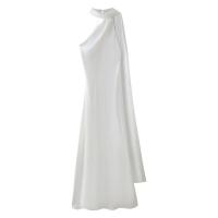 BUNO-Vestido de fiesta con cuello Halter y cinta de satén para mujer, vestidos elegantes sin espalda y hombros descubiertos, batas lisas para primavera 2025 - details 18