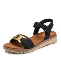 Sandalia Pendiente y Romana Mujer Verano Nuevas Sandalias de Playa de Fondo Grueso Simple de Metal Informal al Aire Libre - details 1
