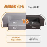 70 x 190 cm Sillón Cama Plegable, Sofá Cama Plegable con Espuma de Memoria y Almohada, Colchón de Suelo para Yoga, Oficina, Salón, Futon Sofá Cama Portada Lavable Unos, Gris Claro - details 19