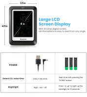 Newentor Reloj de Alarma y Sensor de Temperatura y Humedad Monitor CO2 para Aire Interior Calidad de Aire 400-5000ppm Para Hogar Oficina RV Estacion Standing - details 4