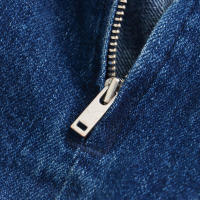 - Falda media casual de mezclilla plisada azul de cintura alta para mujer, holgada, a la moda, tendencia primavera otoño 2025 nueva - details 8
