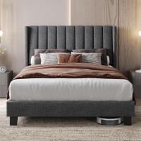 Cama Doble Tapizada 140 x 200cm Estructura de Madera y Metal Moderno Ideal para Adultos 2 Personas - details 40