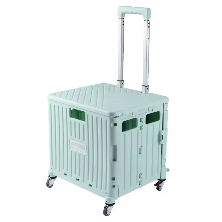 Carro plegable plástico del carrito del supermercado de las cuatro ruedas del nuevo estilo de Corea con la capacidad de carga 50KG - 1