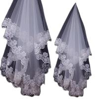 Velos de novia de tul de alta calidad con borde bordado de encaje blanco marfil, accesorios de boda para casados ​​de 1 capa 2025 - details 1
