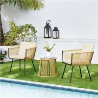 Juego de muebles de terraza de 3 piezas de ratán con cuerda de jardín, incluye 1 mesa redonda de centro. - details 1