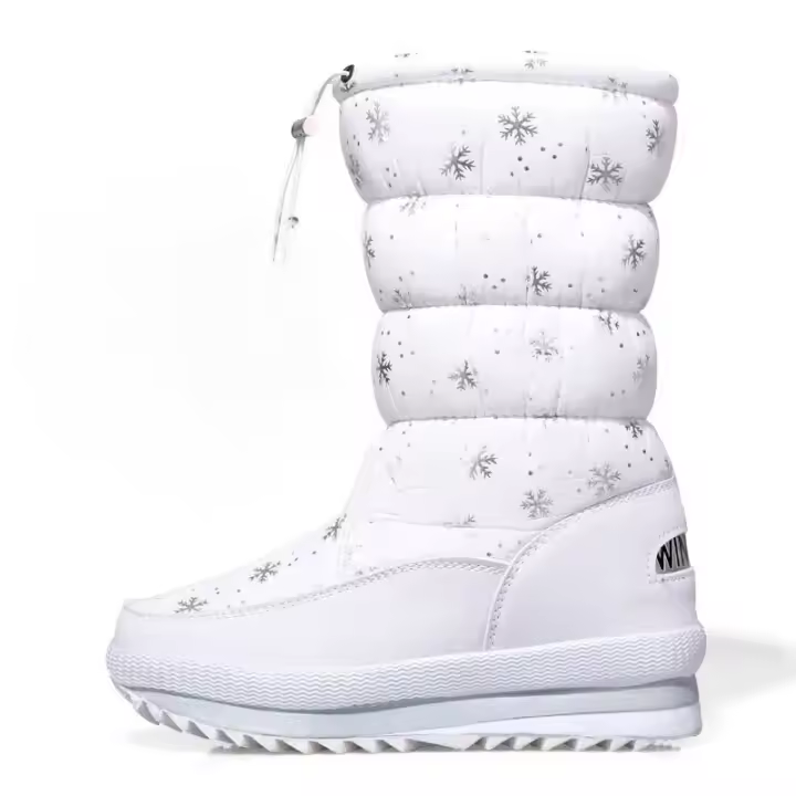 Botas de nieve de terciopelo para mujer, botas de algodón casuales gruesas de caña media cálidas antideslizantes - 1