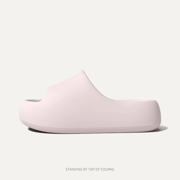 Zapatillas frescas de color sólido de suela gruesa para el hogar de verano para mujer, nuevas zapatillas de baño para el hogar, zapatos casuales de moda para aumentar la altura - 1
