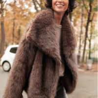 Abrigos de piel sintética esponjosos con solapa marrón Vintage para mujer, chaquetas gruesas y cálidas de manga larga, prendas de vestir informales de calle para invierno 2024 - details 25