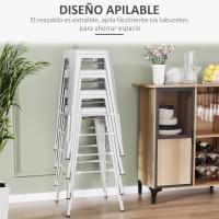 Silla de Comedor de Metal con Reposapiés para Comedor Carga 120 kg 44x49x116 cm Gris Plata - details 1